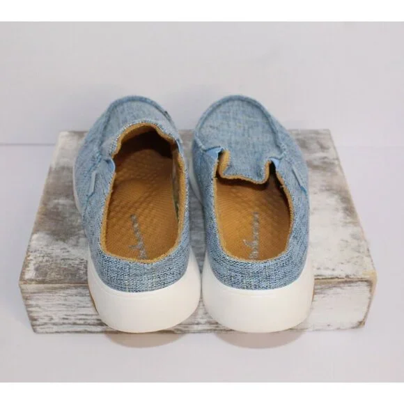 Ortho Comfoot Women's Slip On Mules Lt. Blue Tweed Casual Shoes Size 37 US 7 - Picture 5 of 11